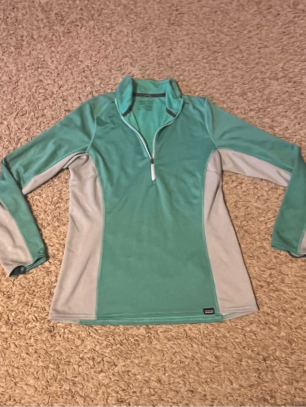 Patagonia Teal and Light Gray Quarter-Zip Pullover